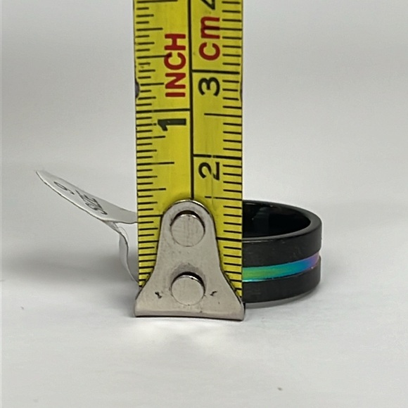Stainless Steel Mens Unisex Iridescent Multi Colored Iridescent Ring Band Size 9 - Picture 6 of 6